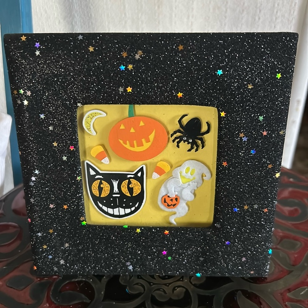 Vintage Framed Halloween Scene